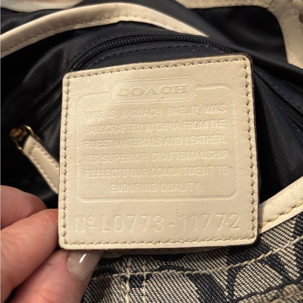 Coach Y2K L0773-11772 Bleeker Denim Signature C Flap Satchel w White Leather GUC - Picture 5 of 16